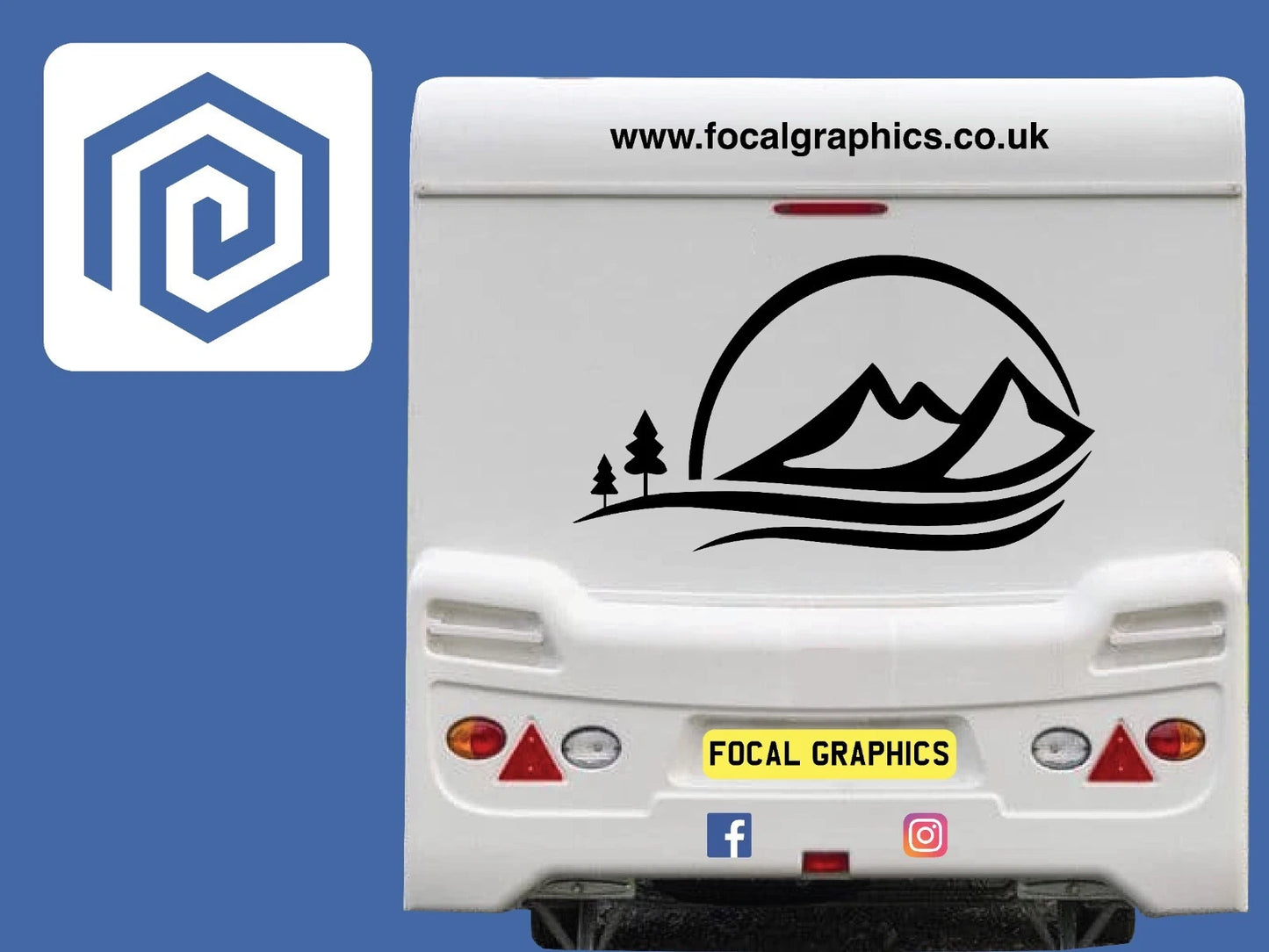 Sun Silhouette Mountain Wood Vinyl Decals For Camper Van Caravan Sticker Graphic