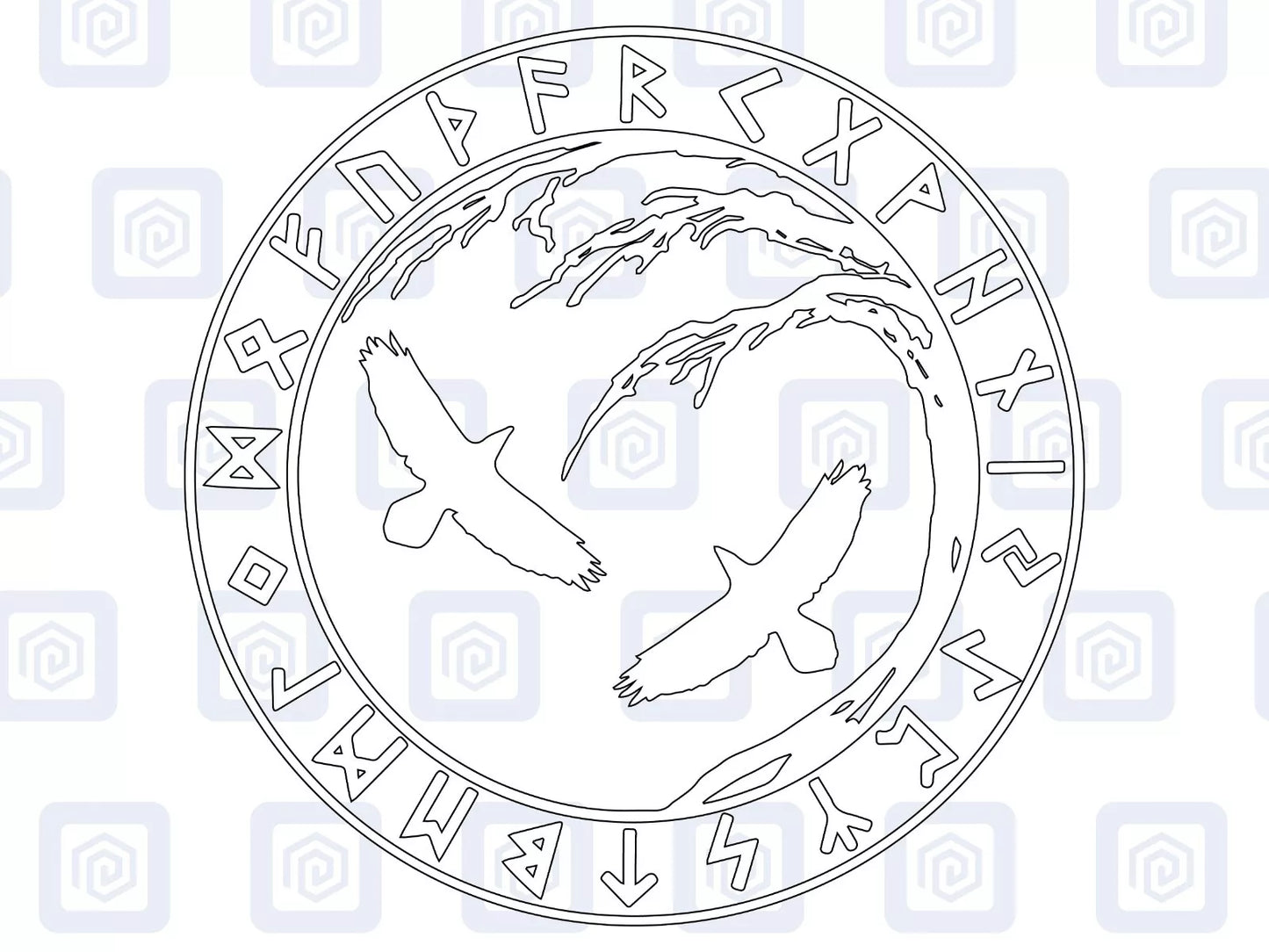Rune Viking Raven Bird Vinyl Decals For Camper Van Caravan Sticker Graphic