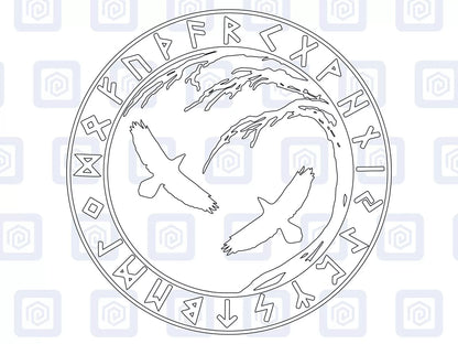 Rune Viking Raven Bird Vinyl Decals For Camper Van Caravan Sticker Graphic