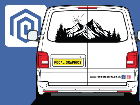LARGE Mountain Forrest Hiking Lake Nature Vinyl Decal Camper Van Caravan Sticker