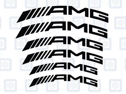 AMG Curved Brake Caliper Decal Style Stickers - 3 SIZES - x 6