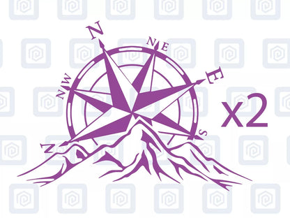 Compass Mountain Vinyl Decals For Campervan Van Caravan Sticker Graphic