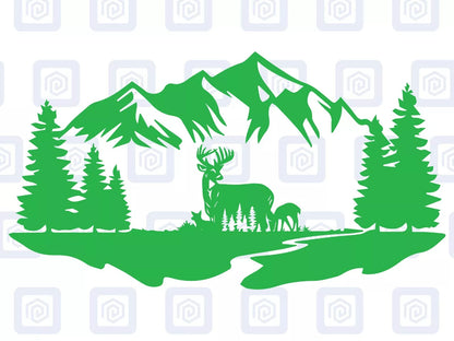 Scenic Deer Mountain Vinyl Decal For Campervan Van Caravan Sticker Graphic Camp