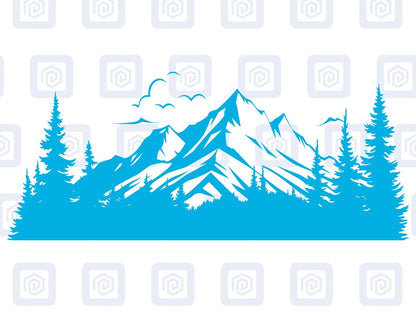 LARGE Mountain Forrest Nature Vinyl Decal Camper Van Caravan Sticker Graphic