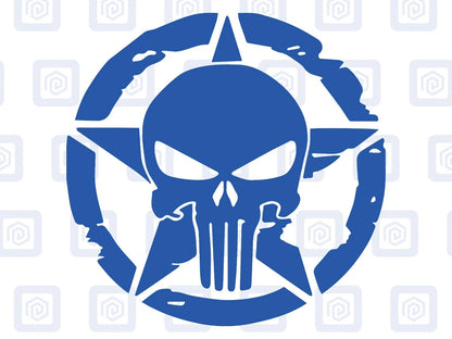 Skull Star Punisher Circle Decals For Camper Van Caravan Sticker Graphic