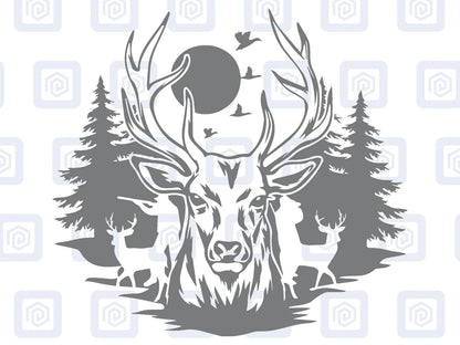 Deer Forrest Vinyl Decal For Campervan Van Caravan Sticker Graphic Camping LARGE