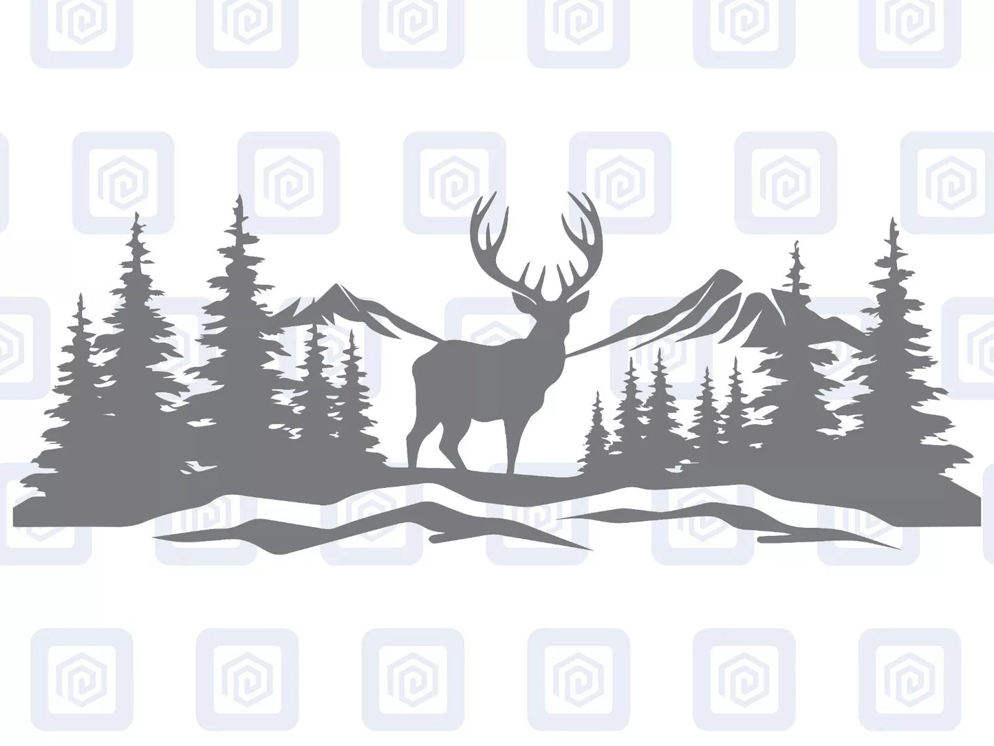 LARGE Mountain Forrest Deer Lake Nature Vinyl Decal Camper Van Caravan Sticker