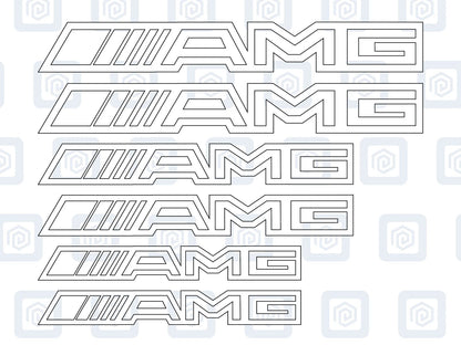 AMG Hollow Letter Brake Caliper Decal Style Stickers - 3 SIZES - x 6