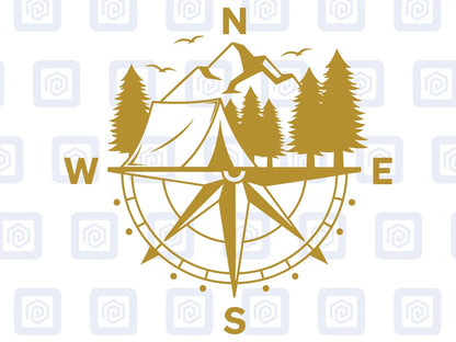LARGE 2x Compass Camping Vinyl Decals For Camper Van Caravan Sticker Graphic