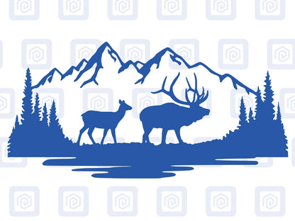 LARGE Stag Deer Doe Forrest Vinyl Decals For Camper Van Caravan Sticker Graphic