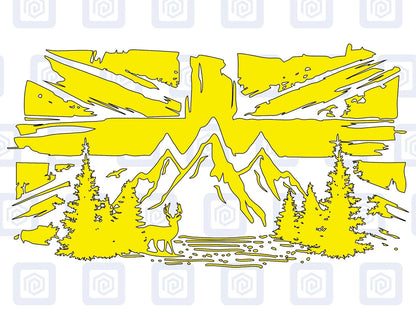 Union Jack Mountain Deer Vinyl Decals For Camper Van Caravan Sticker Graphic