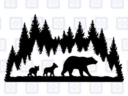 LARGE Bear WIth Cubs Decal For Campervan Van Caravan Sticker Graphic Forrest