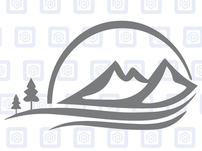 Sun Silhouette Mountain Wood Vinyl Decals For Camper Van Caravan Sticker Graphic