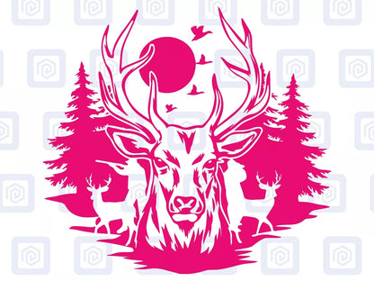 Deer Forrest Vinyl Decal For Campervan Van Caravan Sticker Graphic Camping LARGE