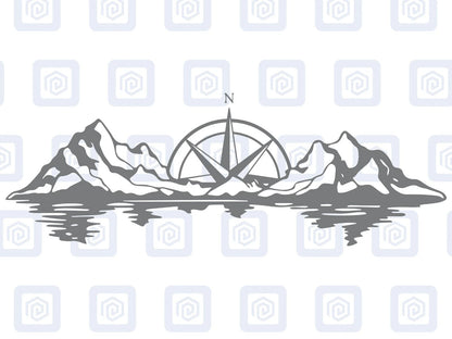 XL Mountain Compass Scenic Vinyl Decals For Camper Van Caravan Sticker Graphic
