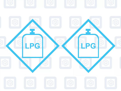 LPG Gas Warning Sign Custom Colour sticker logos (set of 2)