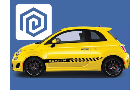 Fiat Abarth 500 595 695 Chequer Side Stripe Decal Sticker Pair (Set of 2)