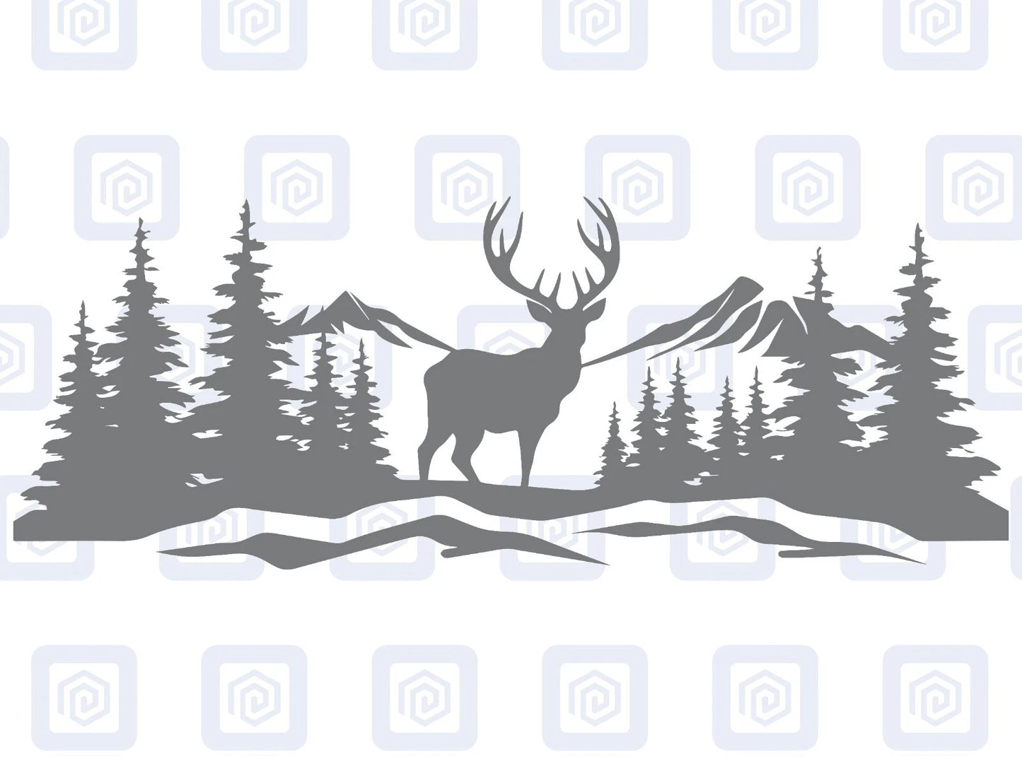LARGE Mountain Forrest Deer Lake Nature Vinyl Decal Camper Van Caravan Sticker