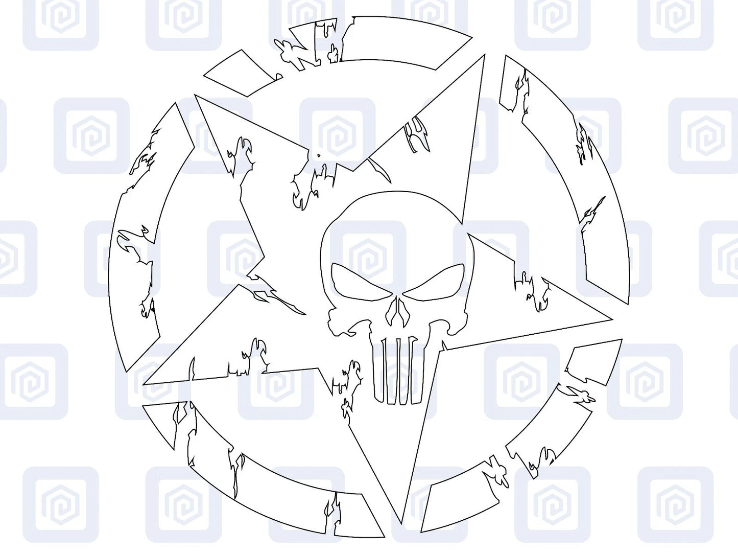 Skull Star Punisher Circle Decals For Camper Van Caravan Sticker Graphic