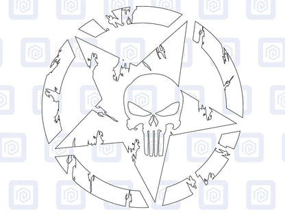 Skull Star Punisher Circle Decals For Camper Van Caravan Sticker Graphic