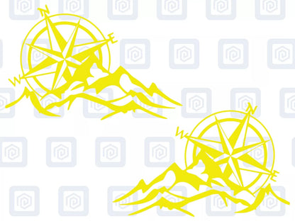 SMALL 2x Compass Mountain Vinyl Decals For Camper Van Caravan Sticker Graphic