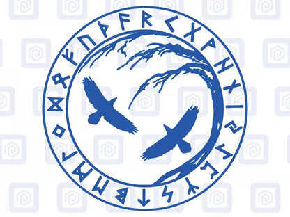 Rune Viking Raven Bird Vinyl Decals For Camper Van Caravan Sticker Graphic