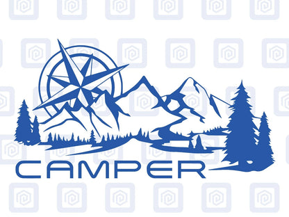 Camper Mountain Wood Vinyl Decals For Camper Van Caravan Sticker Graphic